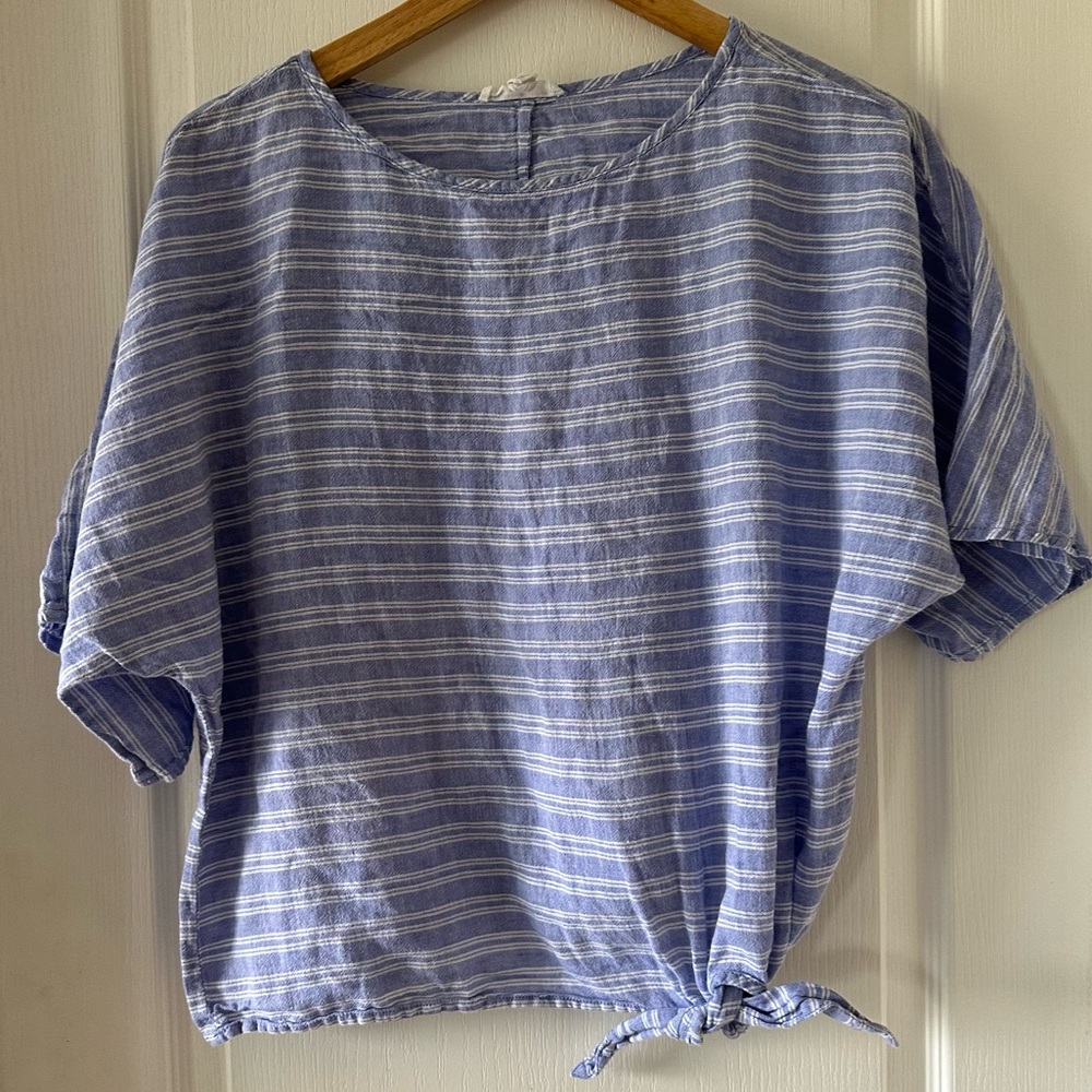 Beach Lunch Lounge striped linen side tie top